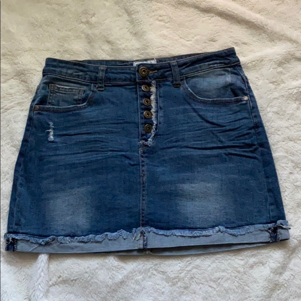 New Distressed Jean Skirt